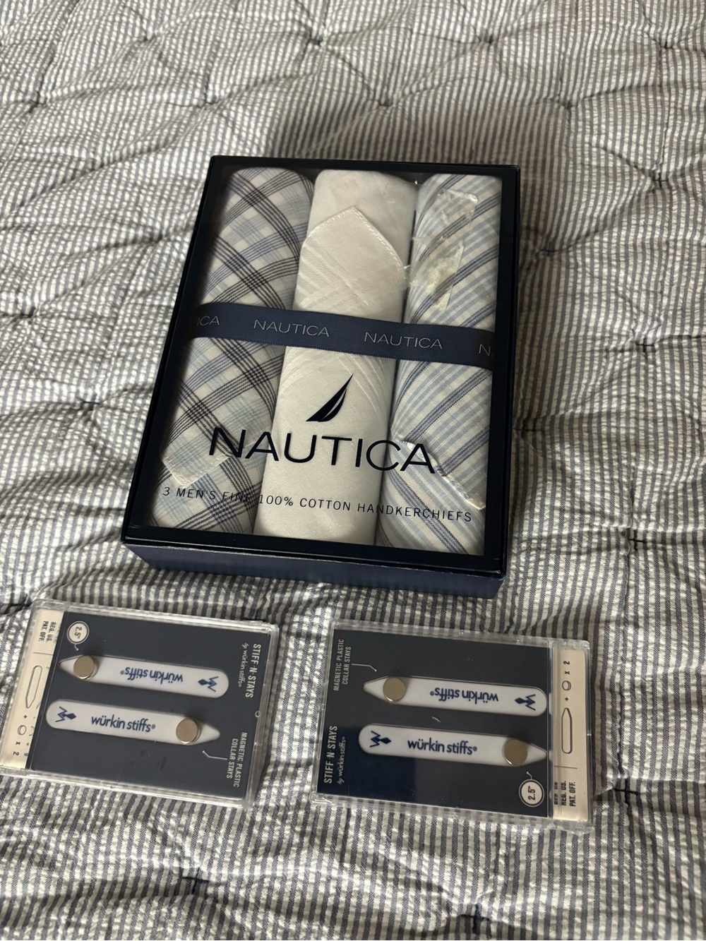 Nautica Men's Plaid and Striped Pocket Squares